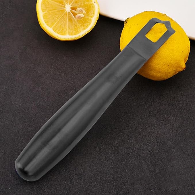 Stainless Steel Lemon Citrus Peeler Zester Tool for Cocktails Garnishes or Baking Prep in Kitchen Bar Restaurant (Black)