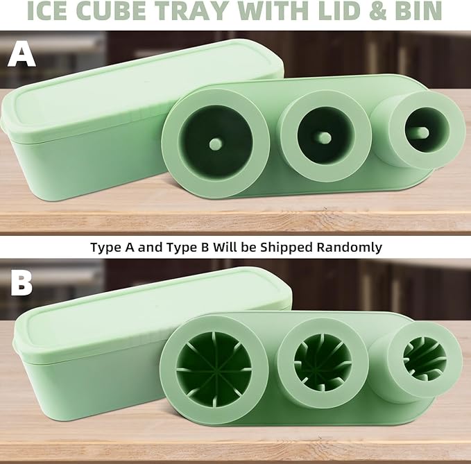 Tcamp Ice Mold for Stanley Cup 30-40 oz Tumbler Cup Ice Mold, Silicone Ice Cube Tray With Lid and Bin for Chilling Cocktails, Whiskey, Drinks, Coffee, Easy Fill and Release Ice Maker (Green)