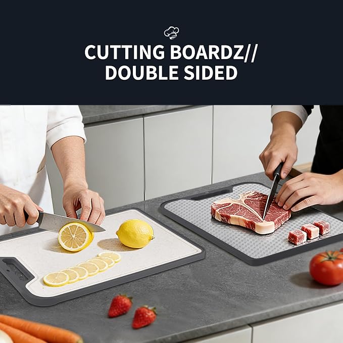 stainless steel Cutting Board for Kitchen, Cutting Board Double Sided Food Grade, Anti slip, scratch resistant, Easy to Clean Large Size 16”×11”