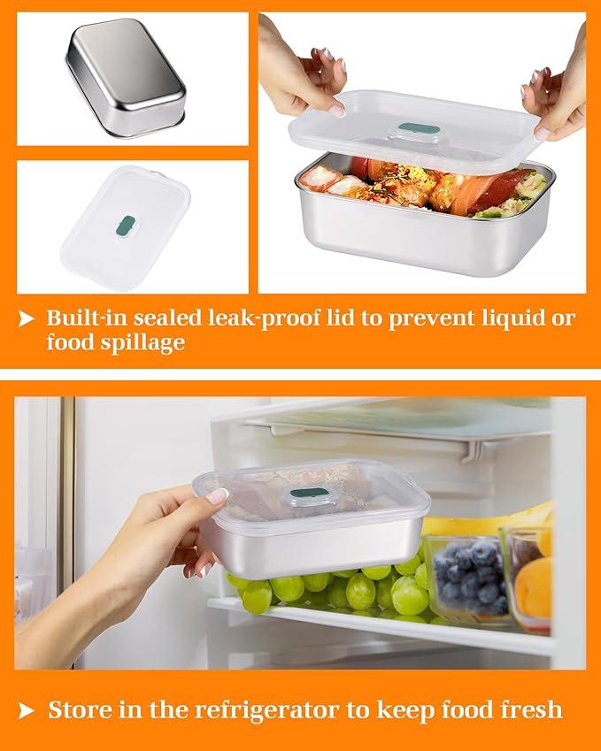 Extal-Large Electric Lunch Box Food Heater - 80W Fast Heating, 1.8L Heated Lunch Box Leak-Proof 304 Stainless Steel Portable Food Warmer, 3-in-1 (12V/24V Car/Truck & 110V Home), Ideal for Work/Travel