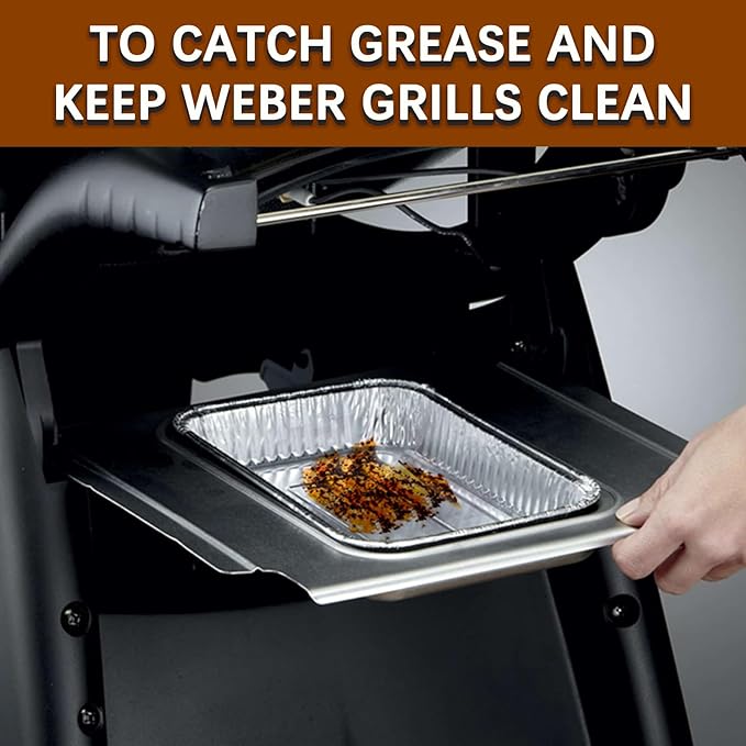 Whaleme Grill Drip Pans Compatible Weber 6415-20 Pack Grill Accessories for Weber Spirit, Genesis, Traveler, Q Series, Disposable Aluminum Foil Pans Grease Tray Liners 8.5" X 6"