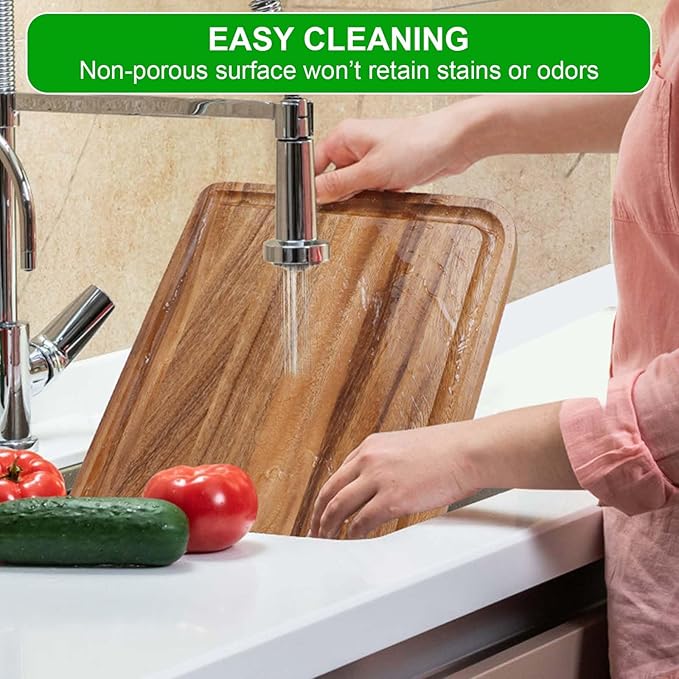 Extra Large Bamboo Wood Cutting Board for Kitchen, XXL Organic Acacia Wooden Butcher Block Chopping/Carving Board with Juice Groove for Turkey, Meat, Veggies, BBQ (XXL, 24" x 16"）