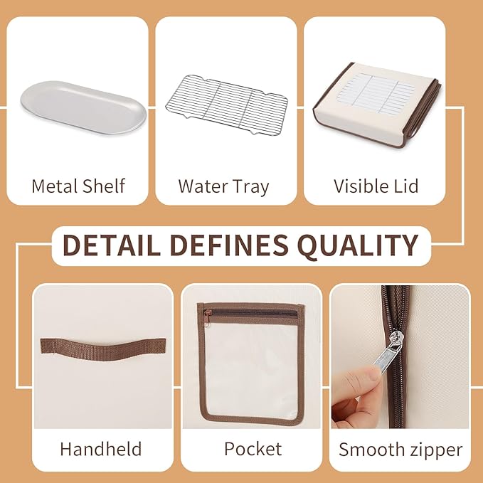 Amalflorid Folding Bread Proofing Box, Dough Proofer with 68-131℉ Temp Control & 99H Timer, Proofing Box for Sourdough, Bread, Yogurt, Kombucha, Space-Saving & 6-Layer Fabric