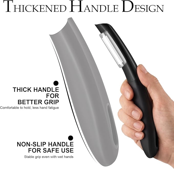 Professional Vegetable Peeler – Ultra Sharp Stainless Steel Blade – Effortless & Safe Peeling – Ideal for Potatoes, Cucumbers, Carrots – Ergonomic Non-Slip Handle, Black
