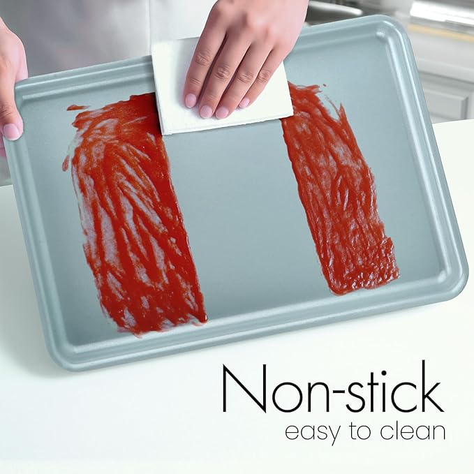 Ceramic Baking Sheet, Cookie Sheets for Baking 15x10", Naturally Non-Toxic Ceramic Coating, 2.2mm Thick Oven Trays for Cooking, PTFE & PFOA Free