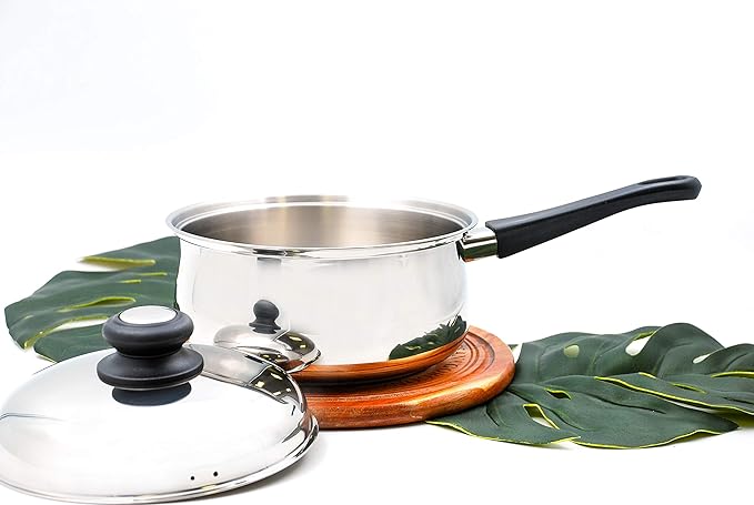 Tuxton Home Nevada 2 Quart Covered Saucepan; Stainless Steel, PFTE & PFOA Free, Freezer to Oven Safe, Induction Compatible