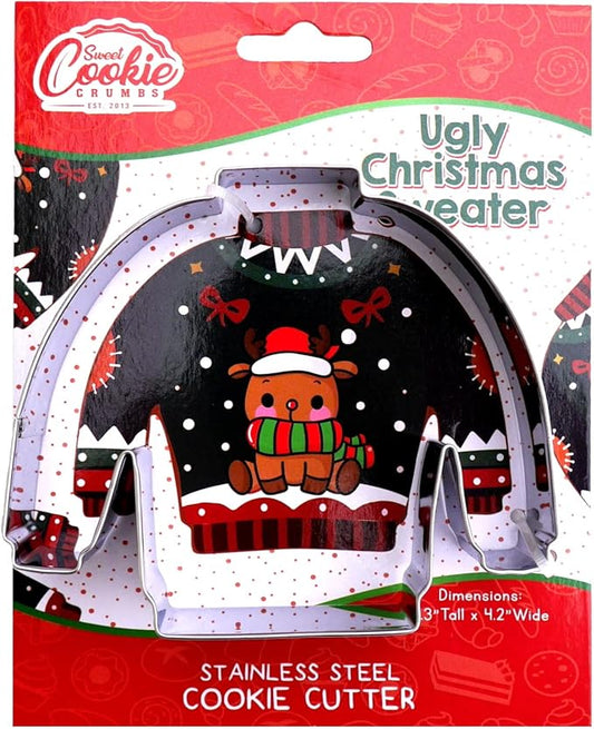 Sweet Cookie Crumbs Christmas Sweater Cookie Cutter, Stainless Steel, Dishwasher Safe (Christmas Sweater)