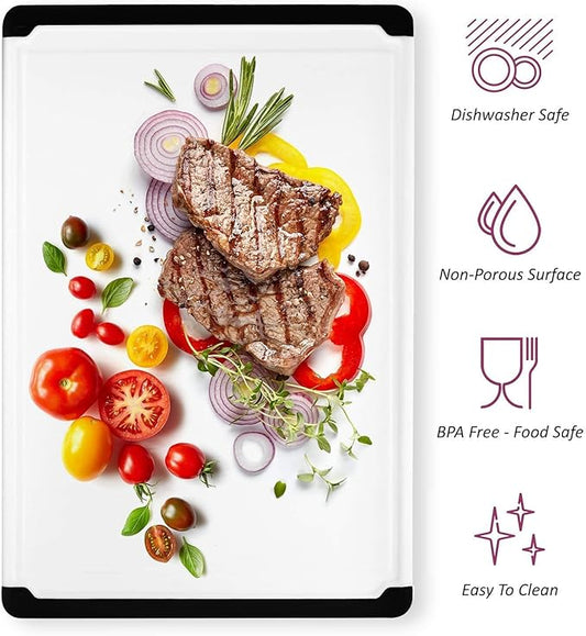 Extra-Large Cutting Board for Kitchen, 18” Reversible Cutting Board with Juice Groove, Dishwasher Safe Plastic Chopping Board Non-Slip Grip for Meal Prep, Meat, Vegetables, and Everyday Cooking