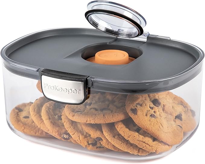 Progressive ProKeeper International Airtight Food Storage Container with Terracotta Disk for Freshness, Stackable & Dishwasher Safe, Ideal for Cookies, Baked Goods, & More 3 Quart, 3-Piece