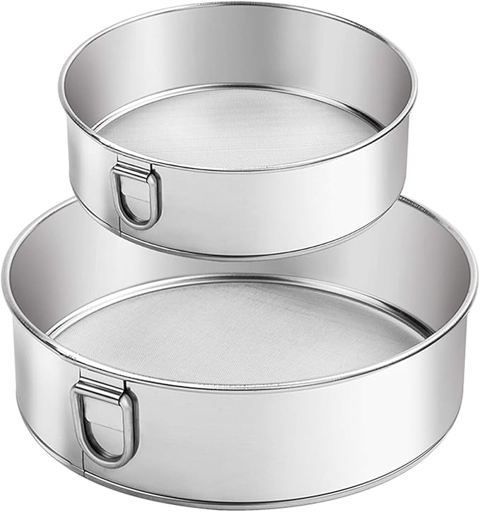 Webake Sieve 6-Inch, 8-Inch Sieves Fine Mesh Strainer Set of 2 Stainless Steel Sifter Round Flour Sieve for Baking Straining Powdering