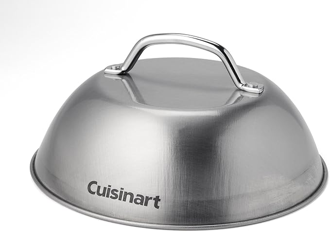 Cuisinart Burger Press Bundle - Cast Iron Smashed Burger Press & Melting Dome, 9" (Stainless Steel)