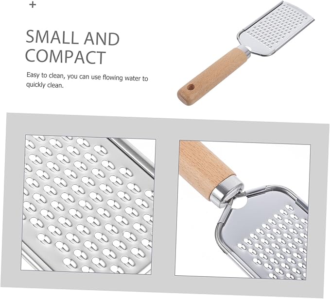 1Pc Stainless Steel Plane Grater Zester with Non Slip Wood Handle Kitchen Gadget for Fruits and Vegetables Easy to Clean for Home Restaurant and Hotel Use