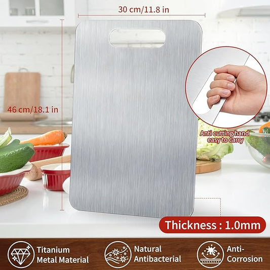 Titanium Cutting Board - 2026 New Upgrade 100% Pure Titanium Cutting Boards for Kitchen Double Sided Non Toxic Titanware Cutting Board,Hygiene Durable Dishwasher Safe Chopping Board(18.1" x 11.8")