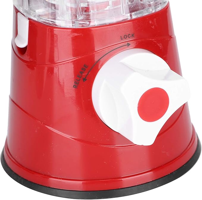 3-In-1 Rotary Cheese Grater Shredder Mandoline Slicer Vegetable Chopper with 3 Interchanging Stainless Steel Drums Blades(Red)