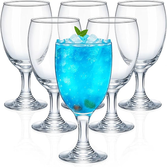 Patelai Set of 6 Clear Glasses 16 oz Water Goblet Glass Stemmed Water Glasses for Juice Wine Beer Tea Milk Cold Beverages Drinks Dishwasher Safe