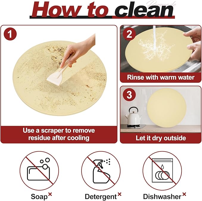 Permade Round Pizza Stone for Grill and Oven- 16 inch Baking Stone Heavy-Duty Cordierite Pizza Stone for Bread, Cookies, Heat Proof BBQ Grilling Cooking Stone for Making Crisp Crust Pizza (Beige)