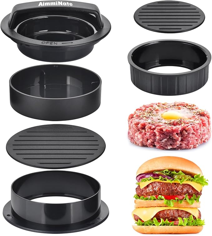 Hamburger Press Patty Maker, Hamburger Press, Burger Press, 3 in 1 Stuffed Burger Press Patty Maker, Hamburger Patty Maker for Grilling, Stuffed Burgers, Sliders, Beef Burger