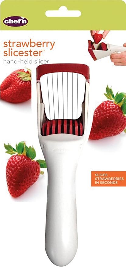 Chef'n Hand-Held Slicer Strawberry Slicester, Cherry/Meringue