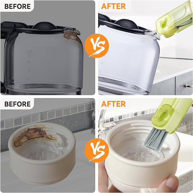 3 in 1 Cup Lid Gap Cleaning Brush Set, Multifunctional Bottle Cleaning Brush, Silicone Cup Lid Gap Cleaner, Home Kitchen Crevice Cleaning Tools (Green)