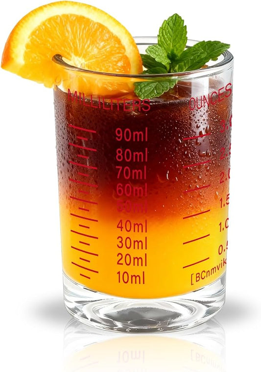 BCnmviku 1 PACK Shot Glass Measuring Cup 3 Ounce/90ML Liquid Heavy High Espresso Glass Cup