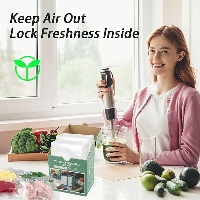Vacuum Sealer Bags with Storage Box, 4"*6" 300 Pcs Heavy Duty Pre-Cut Design Commercial Grade Food Sealable Bag for Heat Seal Food Storage, Great for Storage, Meal Prep and Sous Vide