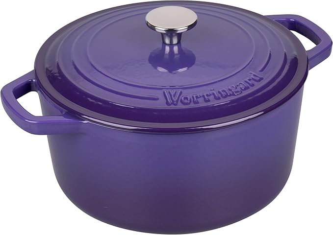 VORRINGARD Enameled Cast Iron Dutch Oven Pot with Lid, for Bread Baking, Round Bread Oven- include Sourdough Bread Baking Supplies Set, 6QT, Purple