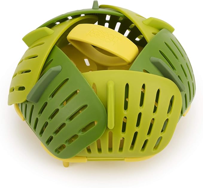 Joseph Joseph Bloom Folding Steamer Basket for Vegetables, Expandable for Various Pans, Compact Storage - Green