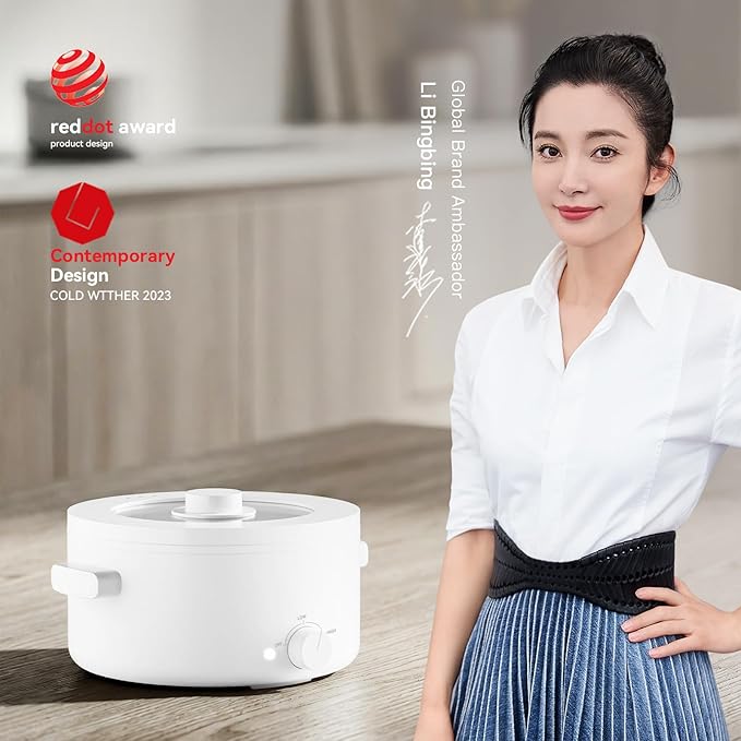 olayks. Hot Pot Electric,2L Ceramic Glaze Non-Stick Pan, Portable Hot Pot with Dual Power Adjustment, Electric Cooker for Egg, Ramen, Oatmeal,Soup Quick Heating and Overheat Protection
