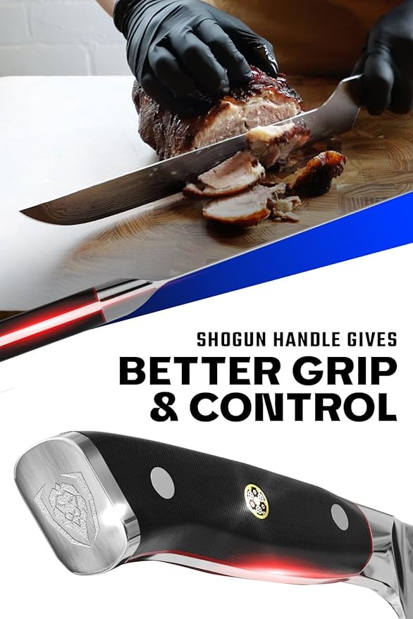 Dalstrong Slicing & Carving Knife - Offset Blade - 12 inch - Shogun Series ELITE - Japanese AUS-10V Super Steel Kitchen Knife - Damascus - Vacuum Treated - Sheath - Bread Knife, Ham Slicer