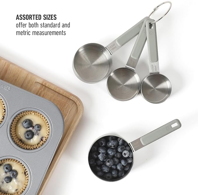 Calphalon Prime 4 Piece Stainless Steel Measuring Cups W/Taupe Silicone Handles