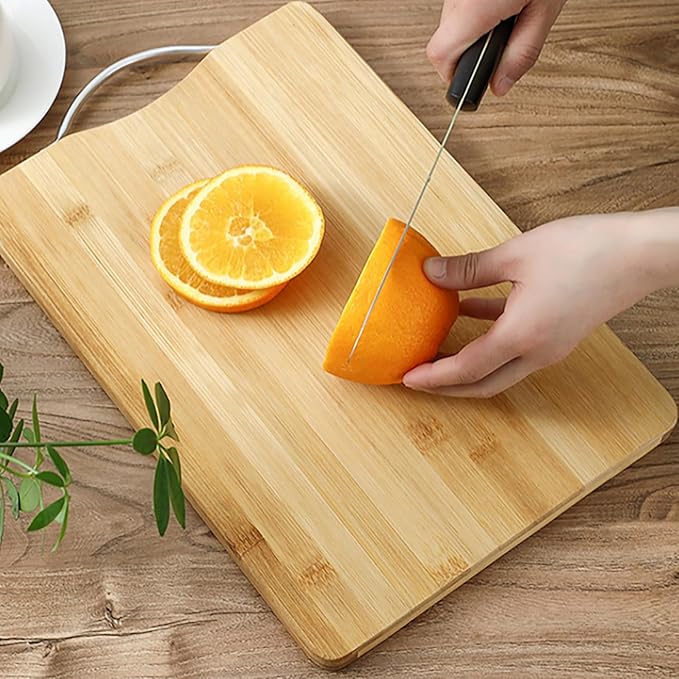 Bamboo Cutting Board, Durable Wood Cutting Boards for Kitchen with Handles, Ideal Charcuterie & Chopping for Meat, Vegetables and Fruits Ideal Kitchen Gifts