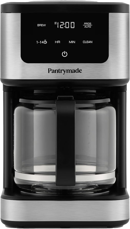 Pantrymade Deluxe 14 Cup Programmable Drip Coffee Maker with Glass Carafe | Large Capacity Coffee Maker 14 Cup with, Auto Shut-Off & Timer | Classic Black