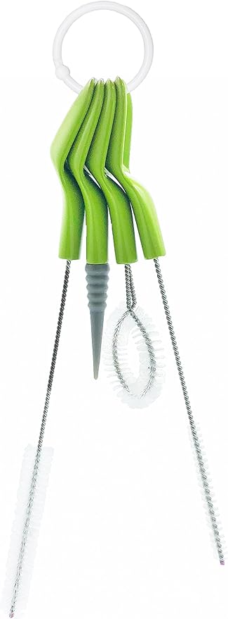 Full Circle Little Sipper, Bottle and Straw Cleaning Brush Set, Sizes for Both Narrow & Wide Straws, Green