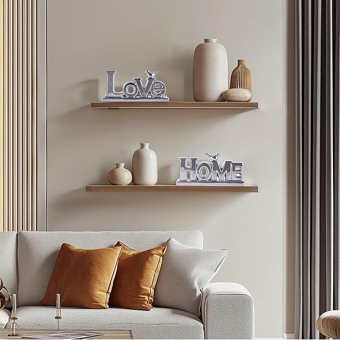 Love Sign Decor,Silver Room Decor Aesthetic, Knick Knack Shelf,Bird Decor, Boho Bookshelf,Abstract Statue,for Living Room,Bedroom, Contemporary Tv Stand Set of 2 (2, Silver)