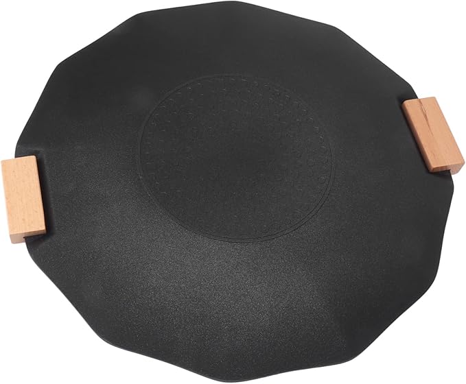 Korean BBQ Grill, Korean Grill Pan with Nonstick, Round BBQ Griddle, Round Griddle Camping Pans, Compatible for Gas Stove, Electric Cooktop, Indoor or Outdoor Grilling (35cm)