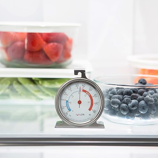 Taylor 5924 Large Dial Kitchen Refrigerator and Freezer Analog Thermometer, 3-Inch Dial, Easy to Read, Silver Finish, Accurate Temperature Monitoring