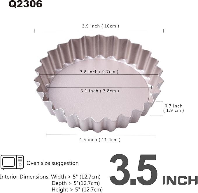 Bakeley Mini Tart Pan Set, 4-Inch 4pcs with Removable Loose Bottom Non-Stick Round Quiche Bakeware for Oven and Instant Pot Baking (Champagne Gold)