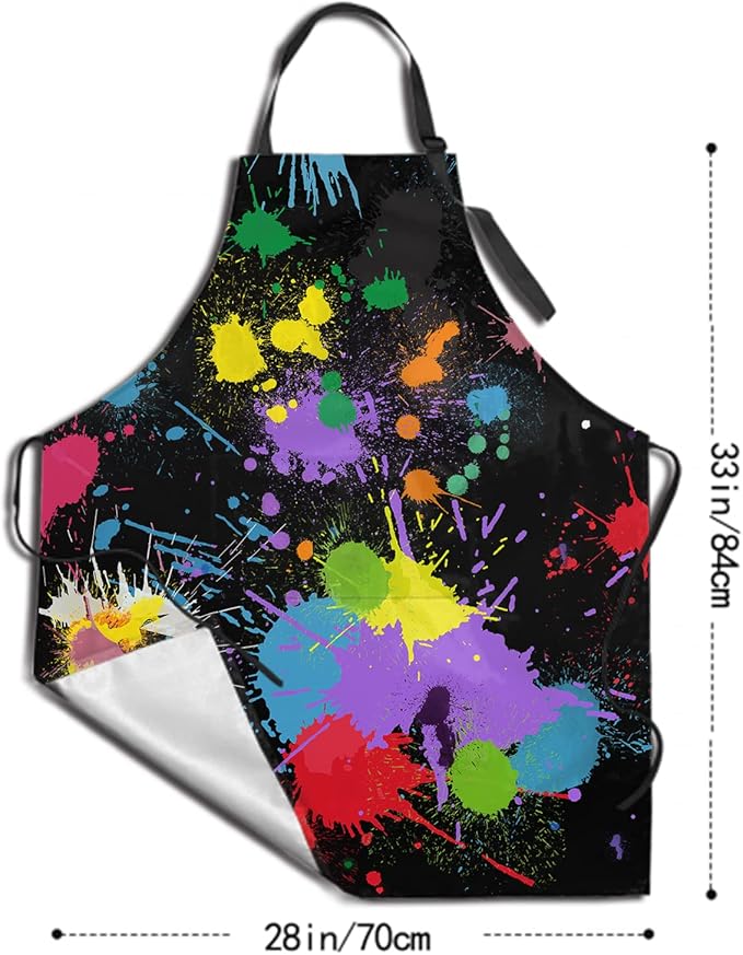 Apron with Pockets Aprons for Women Men Kitchen Chef Apron for Cooking Gardening Server Waitress Painting