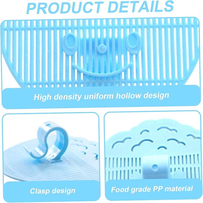 Food Strainers, Clip on Strainer 4x5 Inch Food Grade PP "Rice in Bowl" Clip on Strainer for Pots with Smiling Expression for Rice/Noodle/Fruit/Vegetable Washing