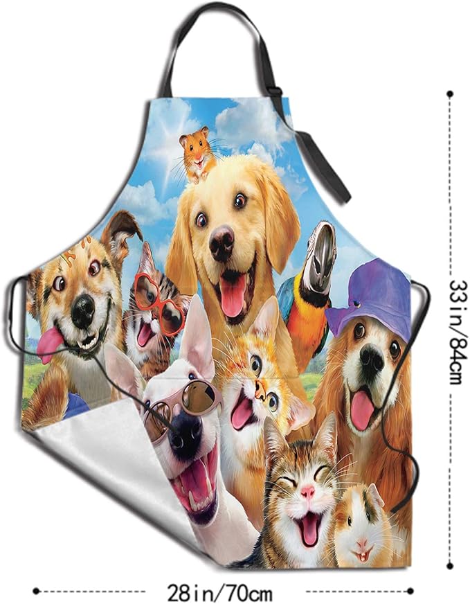 Apron with Pockets Aprons for Women Men Kitchen Chef Apron for Cooking Gardening Server Waitress Painting