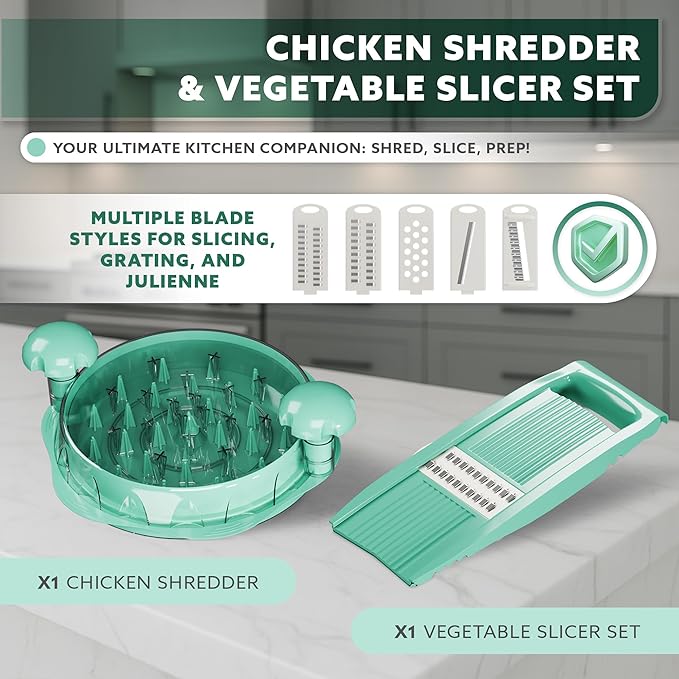 2 Pcs Chicken Shredder Tool Twist Large Set, Meat Shredder Kitchen Anti-Slip Strip, Mandoline Slicer Including Food Shredders for Kitchen, Chicken Shredded Suitable for Pork Beef Chicken