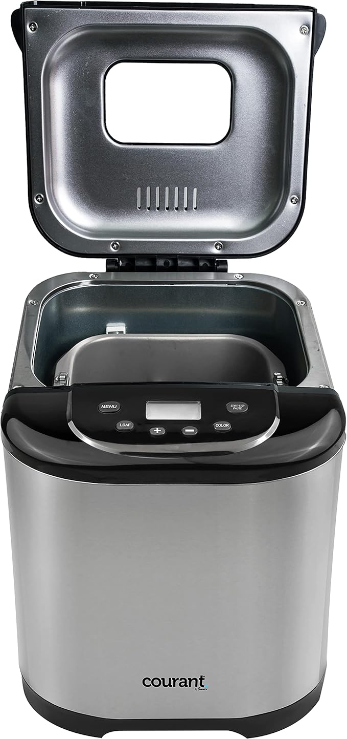 Courant Bread Maker Machine 3 Loaf sizes, Gluten-free, sugar-free, Natural Sourdough, Total 15 Pre-Programmable Cycles, Delay Timer, Easy to Use, Warm Feature - Stainless Steel Automatic