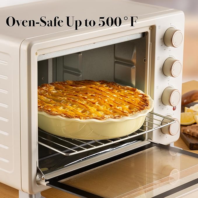 Avcylltty Ceramic Pie Pan for Baking 10 inch, Pie dish for Quiche, Apple Pie, Pot Pies, Deep dish pie plate with ruffled edges, Non-stick Cake Pan, Microwave,Dishwasher,and Oven Safe, Butter Yellow