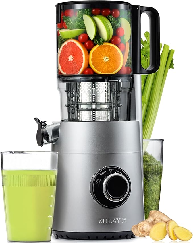 Zulay Cold Press Juicer, 5.5" Chute, Slow Masticating Juicer Machine for High Juice Yield, Easy to Clean Stainless Steel Blades for juicing Whole Fruits & Vegetables "extractor de jugos y vegetales"