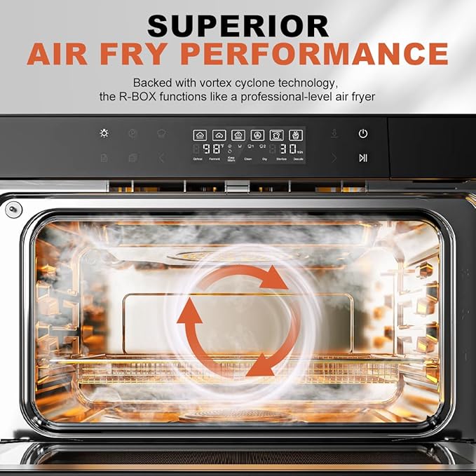 ROBAM Toaster Steam Combi Oven, Countertop Air Fryer 20-in-1 Oven with Convection & Grill, Stainless Steel Interior, 3-Layer Insulated Glass Door, 3 Steam Modes, 30 Built-In Recipes (Red)