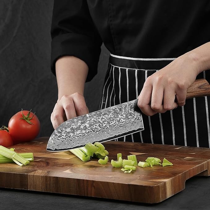 Wakoli EDIB Pro Premium Big Santoku Knife – Japanese Style Kitchen Knife | 6.7-Inch Genuine Damascus Steel Blade with VG10 Core | Ergonomic Pakkawood Handle | Professional Chef Knife in Gift Box