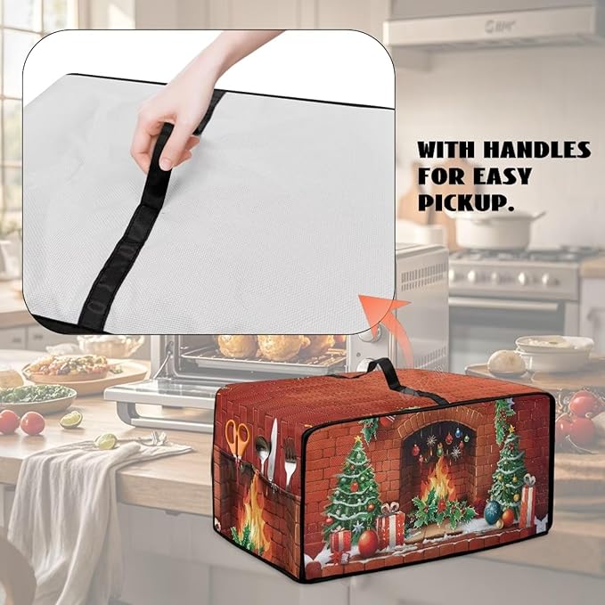 Doojoayie Christmas Toaster Oven Cover 4 Slice Kitchen Small Appliance Covers Dust Protector 18.5"x14.5"x 9" Compatible with Toaster/Bread Machine