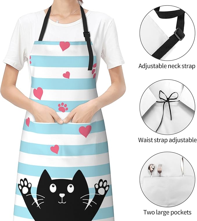 Apron with Pockets Aprons for Women Men Kitchen Chef Apron for Cooking Gardening Server Waitress Painting