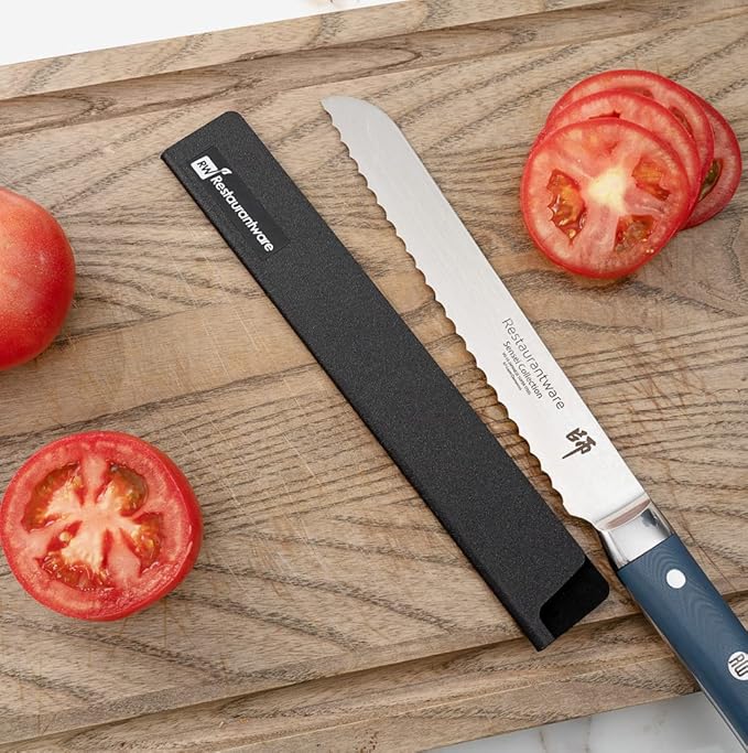 Restaurantware-Sensei 10 x 1.5 Inch Knife Sleeve, 1 Knife Protector - Fits Bread Knife, Felt Lining, Black Plastic Knife Blade Guard, Durable, Cut-Proof