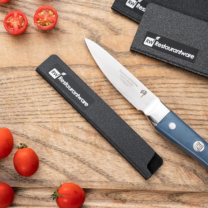 Sensei 6 x 1 Inch Knife Sleeve, 1 Knife Protector - Fits Steak Knife, Felt Lining, Black Plastic Knife Blade Guard, Durable, Cut-Proof - Restaurantware
